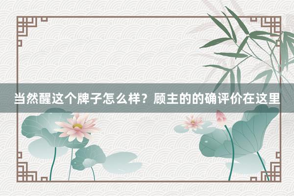 当然醒这个牌子怎么样？顾主的的确评价在这里